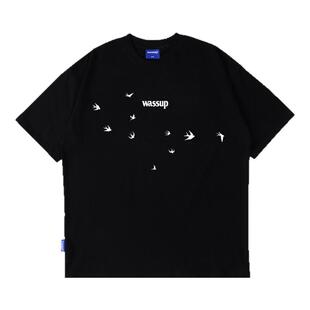 WASSUP和平鸽字母T恤短袖男女夏季新款潮牌重磅纯棉圆领体恤上衣