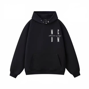 MEDM HEOAR双纽扣连帽卫衣男女美式街头刺绣重磅潮牌连帽衫外套潮