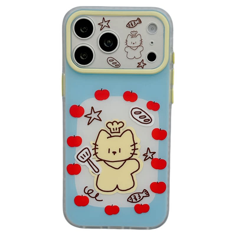 MoreRex 趣味围边苹果厨师小猫适用苹果18手机壳日韩iphone17promax新款18pro全包15防摔保护套14少女16创意