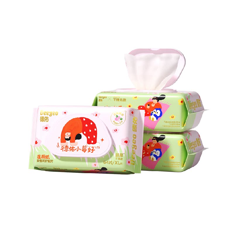 德佑小莓好湿厕纸女性私处清洁呵护除味抑菌专用湿纸巾下腰女孩