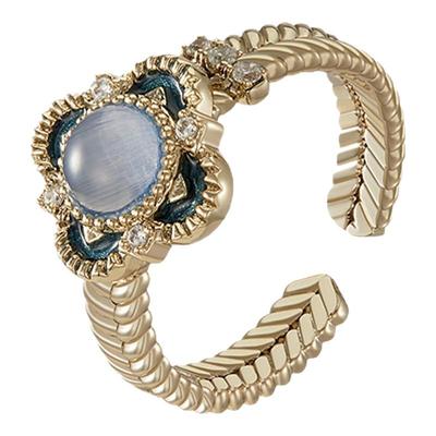 Riotlily艾特里里光之城戒指2025新款海蓝猫眼石开口戒圣诞送女友