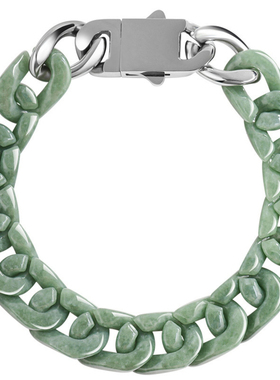 翡翠豆绿古巴链嘻哈手链项链