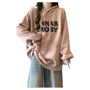 重工刺绣字母连帽卫衣女春秋季薄款宽松韩版潮学生百搭上衣服外套