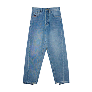 MindError 水洗解构设计立体剪裁廓形男小象宽松直筒滑板牛仔长裤