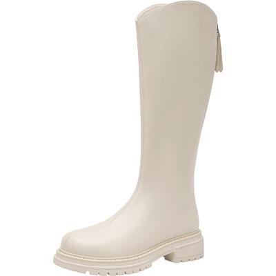 长筒靴时尚休闲粗跟后拉链