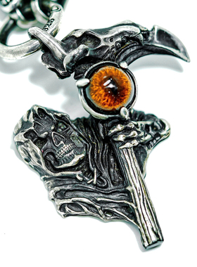 渡鸦专属纯银手工死神镰刀男项链