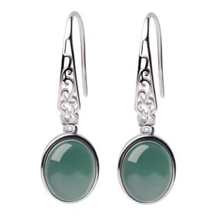 宫里上新翡翠耳环女纯银天然冰种玉石耳坠高级耳饰冬季生日礼物