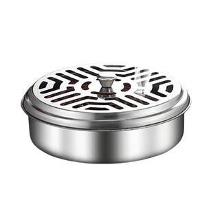 不锈钢蚊香盘托盘支架家用带盖接灰盘防火防烫香薰炉户外蚊香盒