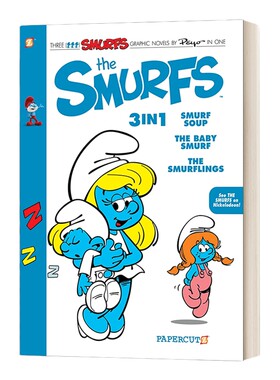 英文原版 The Smurfs 3-In-1#5 蓝精灵3合1#5 三个故事合辑 第5卷 全彩漫画 英文版 进口英语原版书籍儿童外文书