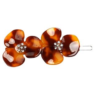 经典点钻三瓣花边夹~简约优雅~扣夹青蛙扣发夹刘海夹侧边夹醋酸