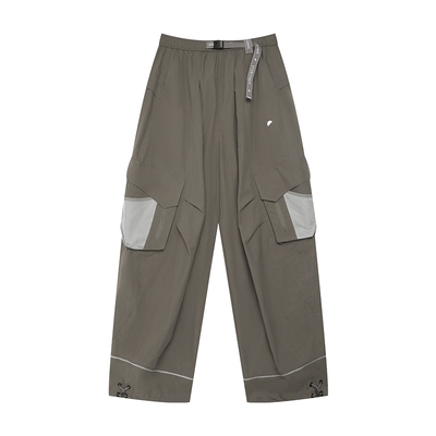 半圆原创设计女装2026春季[运动]宽松工装中腰拼接萝卜休闲裤子女