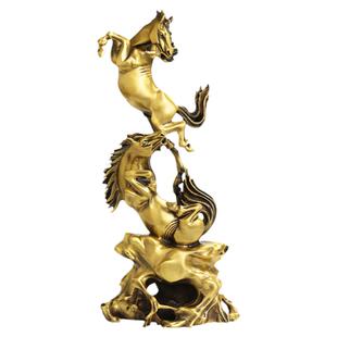 铜马摆件风水生肖马到成功双马家居客厅办公室装饰工艺品大号唐马