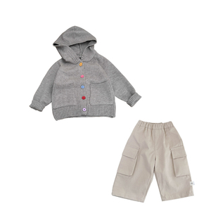 26早春韩版男童毛衣春季帅气男宝婴儿衣服时尚连帽针织开衫毛线衣