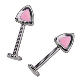 Shinma 爱宠日记银粉猫猫耳朵可爱甜美上耳轮钉恶魔耳耳骨钉可爱