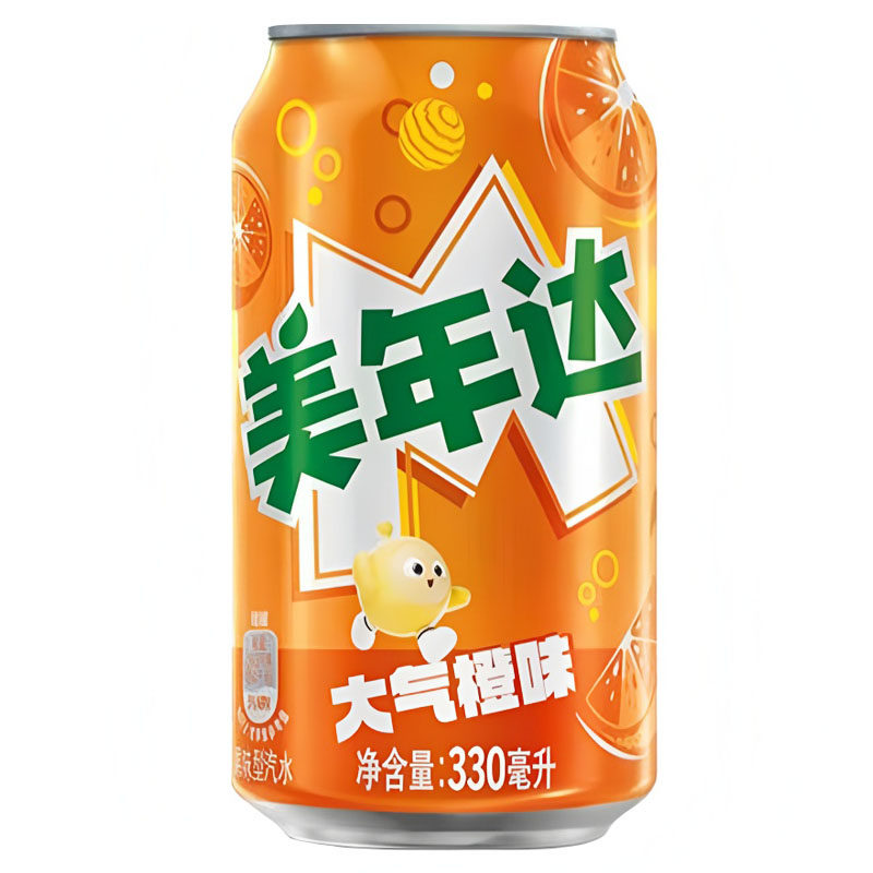 美年达橙味葡萄苹果荔枝西瓜蜜桃味百事可乐碳酸饮料汽水330ml