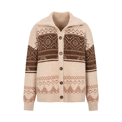 dorydory棕色费尔岛毛衣针织开衫入秋高级感穿搭秋冬上衣外套