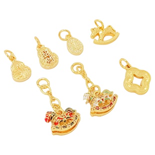 强保色18K铜镀真金镶锆摇摇马吊坠diy手工项链耳环饰品配件材料