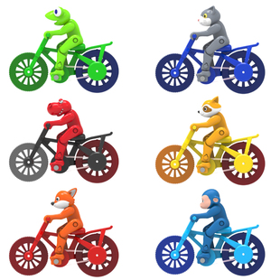 灵动创想蟹蟹食玩动物拉车系列经典童年回忆男孩儿童趣味单车玩具