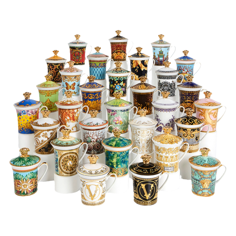 Versace 30周年纪念进口陶瓷釉中彩带杯盖马克杯礼盒装商务送礼