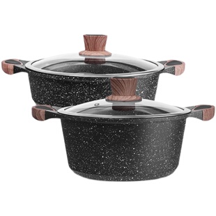 铿锵麦饭石汤锅家用煲汤锅燃气双耳铝锅焖锅不粘电磁炉火锅专用锅