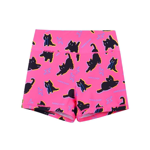 HARDSHIP|闪电猫 体能训练高弹运动短裤 黑粉透气女子三分花短裤