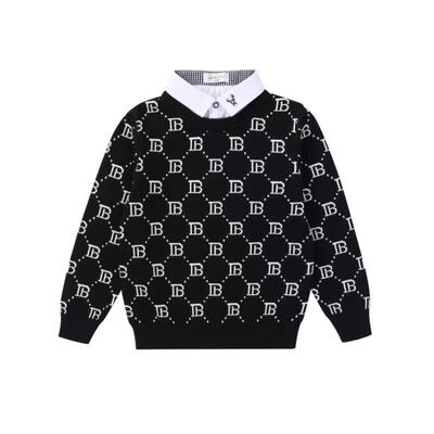 男童假两件毛衣中大童针织衫