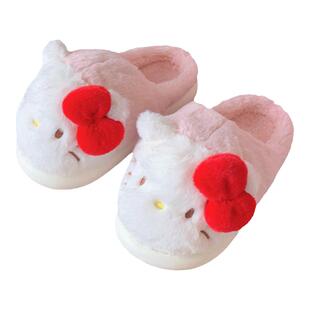 细细条 正品KT猫凯蒂猫棉拖鞋女冬季可爱少女心保暖毛毛鞋亲子鞋