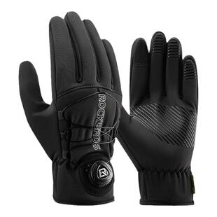 洛克兄弟骑行手套防风保暖山地公路自行车电动车长指旋钮男秋冬季