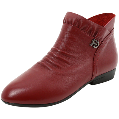 平底短靴软皮软底加绒大码女鞋子