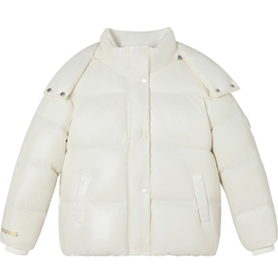 Navigare意大利小帆船女童羽绒服冬季新款保暖连帽中大童短款外套