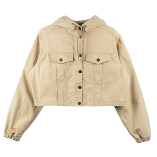 【沈梦辰/柳岩同款】龙脸DRAGONFACE女款全棉短款工装连帽外套