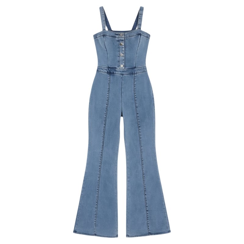 Fashionable casual shoulder strap flared pants休闲背带喇叭裤