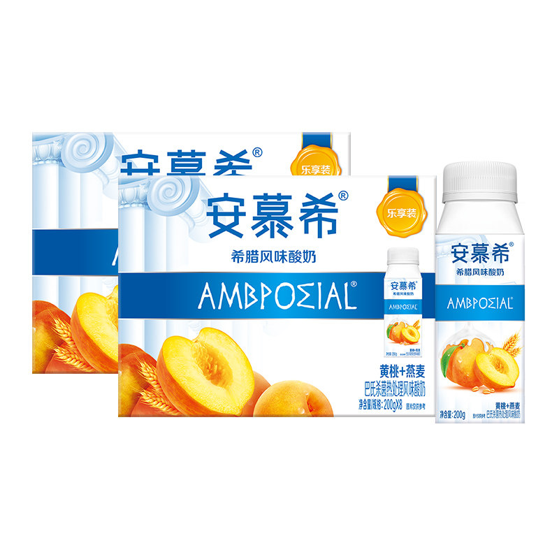 【2箱】伊利安慕希酸奶黄桃燕麦酸奶200g*8瓶酸牛奶整箱特价3月产