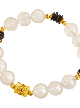 五台山天然白水晶沉香木片手串