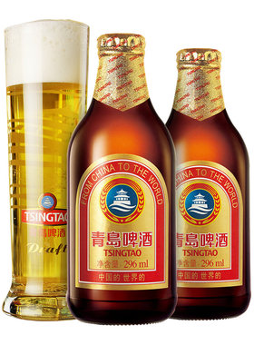 青岛啤酒金质小棕金小麦醇正瓶装296ml*24瓶