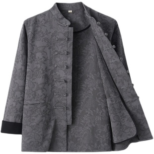 胖子专属大码春秋棉麻单层中国风外套加肥加大胖哥唐装男休闲长袖