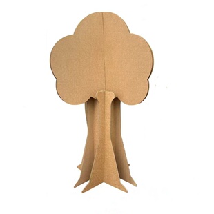 手工制作纸壳拼装立体树舞台装饰道具儿童diy涂鸦纸箱板植物玩具