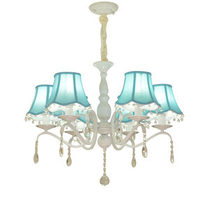 地中海水晶吊灯美式田园风格蓝色温馨卧室书房欧式铁艺儿童房灯具