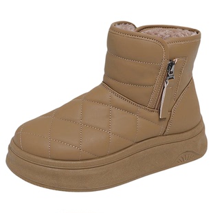 真皮毛一体雪地靴子女2025新款冬季加绒保暖毛毛短靴34码防滑棉鞋