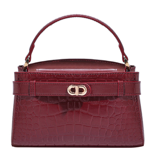 香港品牌鳄鱼纹斜挎凯莉包包女式2025新款手提包高级质感单肩女包