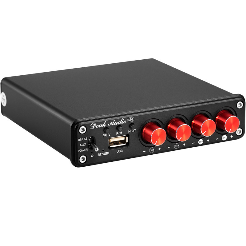 DOUK AUDIO M4四声道数字功放蓝牙 U盘音乐播放器立体声功率放大