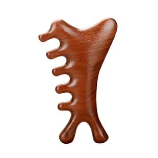 四合一檀木头皮按摩梳子小怪兽五齿按摩头部经络梳头疗刮鼻器粗齿