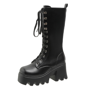 漫展增高鞋女春夏cos8.5CM厚底鞋大码靴亚比辣妹小个子松糕马丁靴