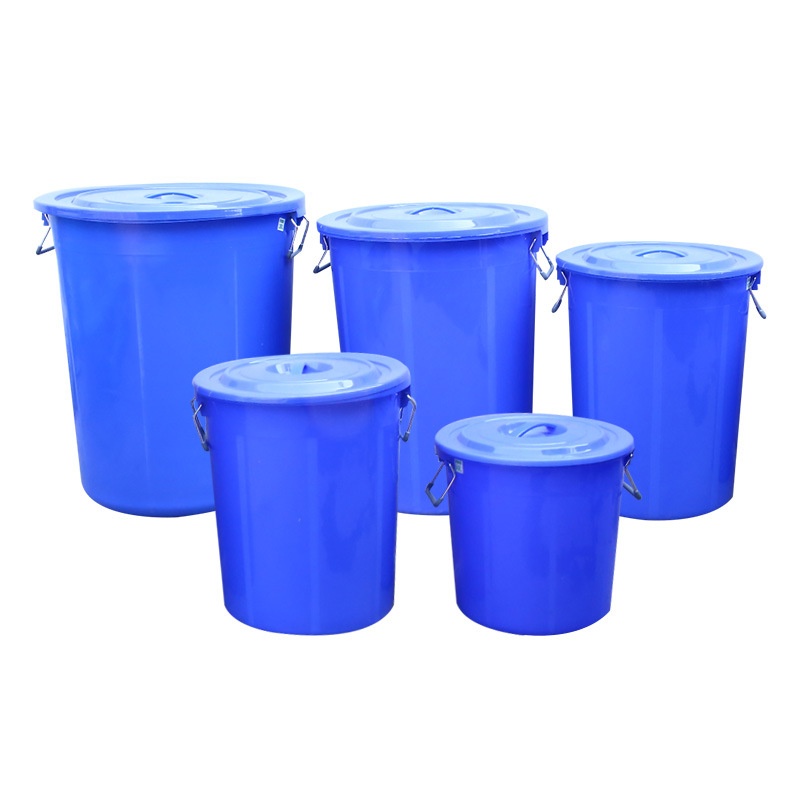 100L塑料水桶带盖铁PP料储水厨房胶桶桶全新酒店杂物垃圾桶柄车间