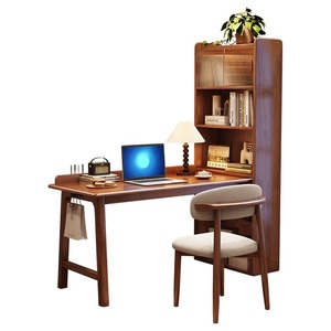 实木转角书桌书架一体桌书柜组合学习桌学生家用电脑桌拐角工作台