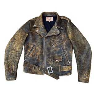 没经历一战二战穿不出这种效果,战损版618机车皮衣自然沧桑颓废