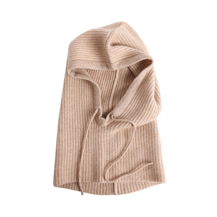 盈妹旷野初雪丨巴拉克拉法帽纯羊绒冬季围巾针织帽围脖帽子一体女