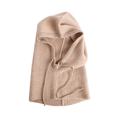 盈妹纯山羊绒围脖帽子一体冬季女