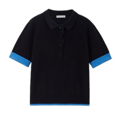 佐丹奴套头POLO领撞色边针织衫