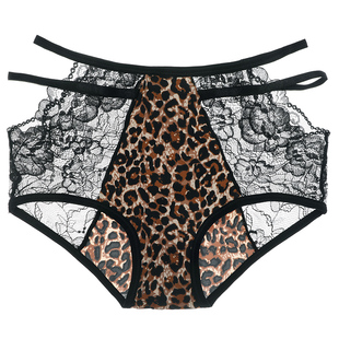 洁韵朵内裤女士性感豹纹绑带蕾丝无痕收腹纯棉裆抗菌收小肚子短裤